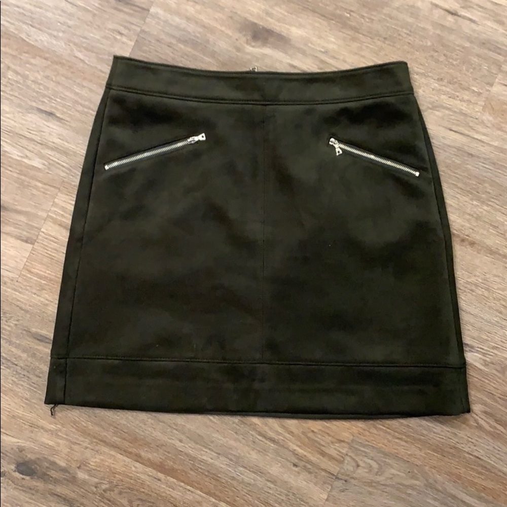 LOFT green suede skirt